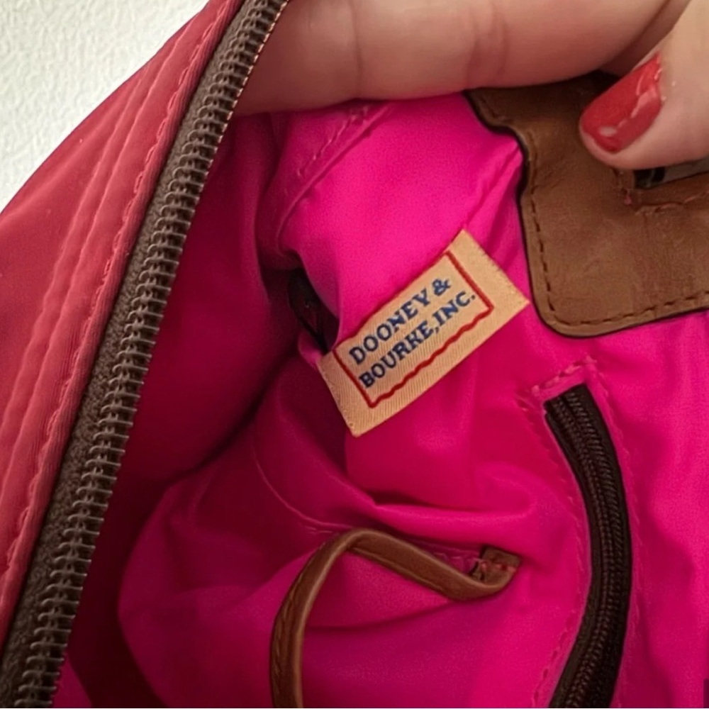 Dooney Bourke Red Nylon Leather Crossbody Bag Timeless Old Money Designer - Picture 9 of 16